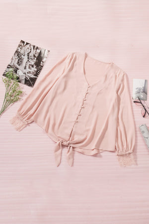 Knotted Lace Sleeve Top