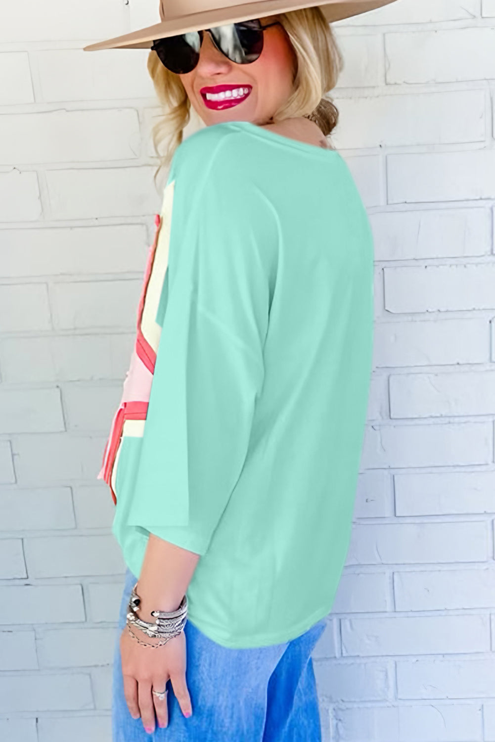 Blooming Star Patchwork Oversized Tee Shirt Top