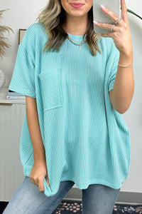 Corded Knit Pocket Loose Top