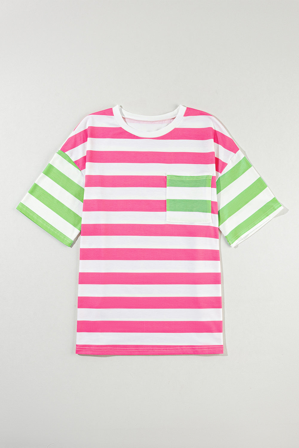 Contrasting Striped Patch Pocket Top