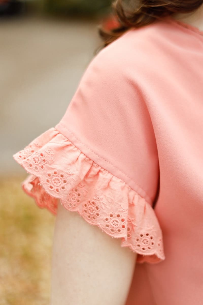 Eyelet Ruffle Sleeve Top