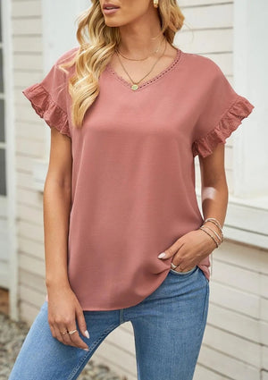 Eyelet Ruffle Sleeve Top