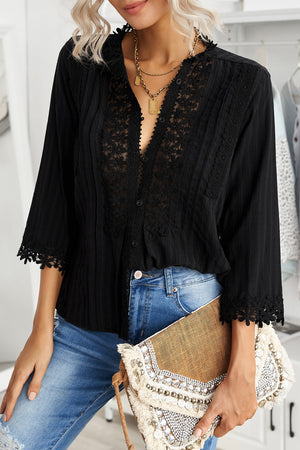 Pleated Lace Front Top