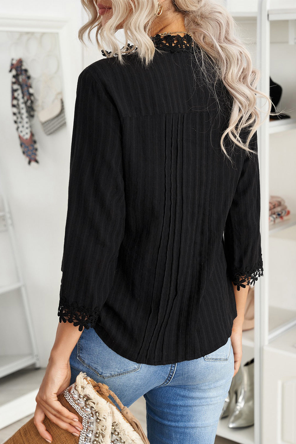 Pleated Lace Front Top