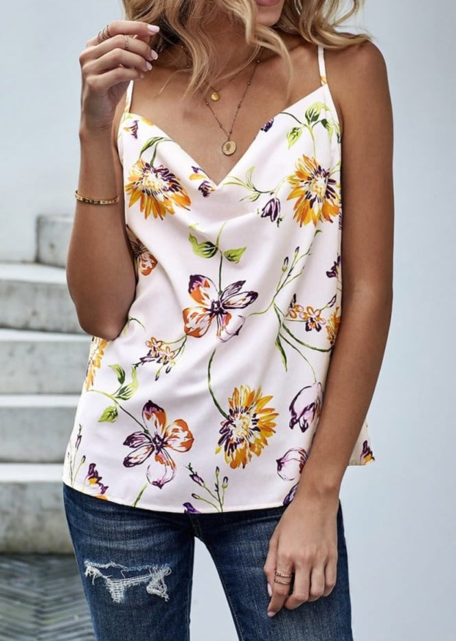 Cowl Neck Floral Top