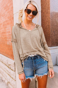 Waffle Knit Hoodie Top