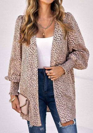 Dotted Dressy Puff Sleeve Cardigan