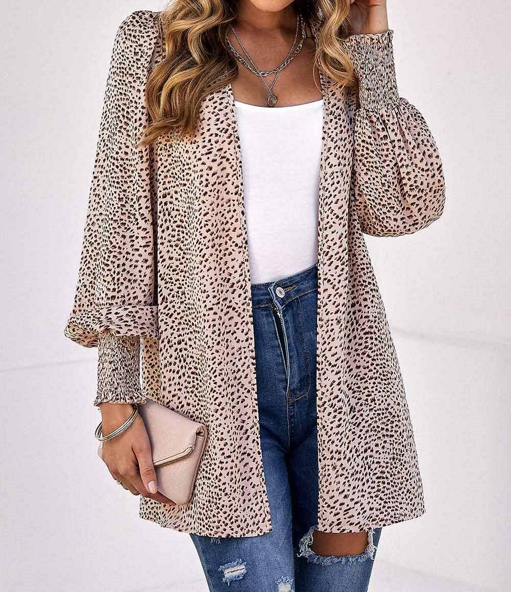 Dotted Dressy Puff Sleeve Cardigan