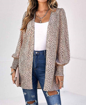 Dotted Dressy Puff Sleeve Cardigan