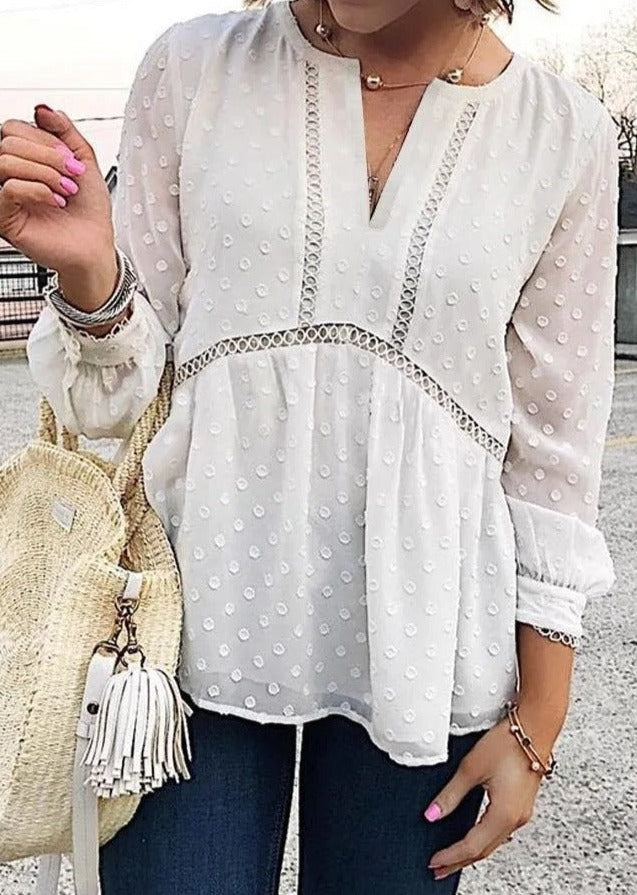 Dotted Lace Trimmed Top