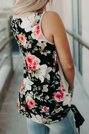 Stripe Floral Pocket Top