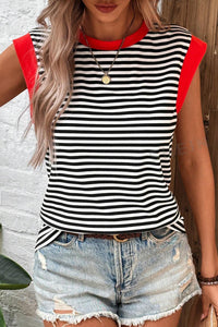 Contrasting Trip Striped Sleeveless Top