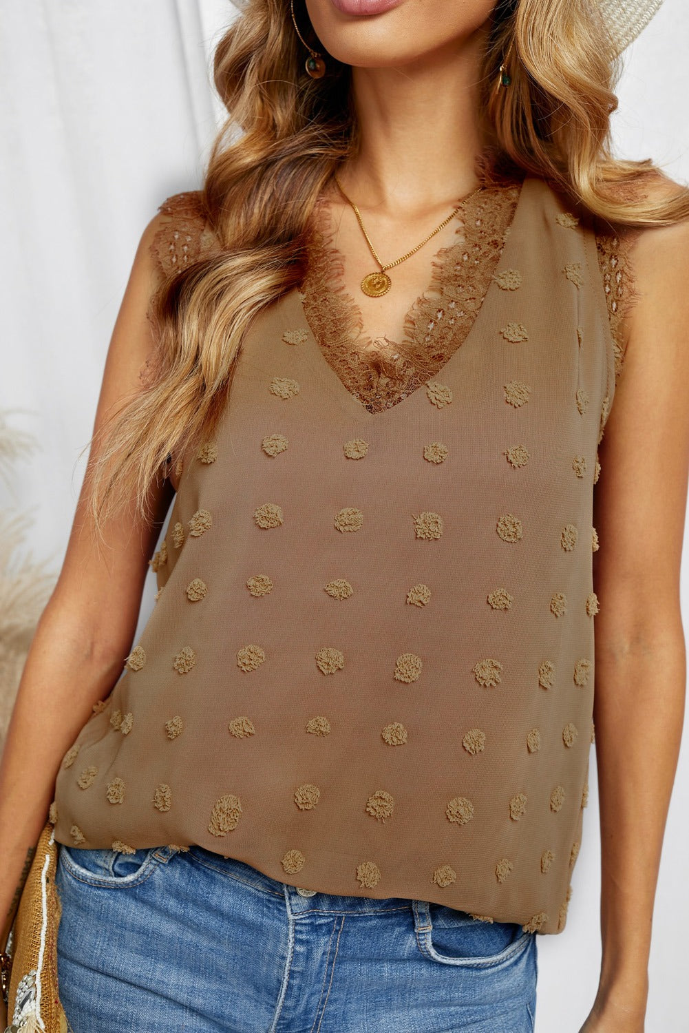 Dotted Lace Sleeveless Top