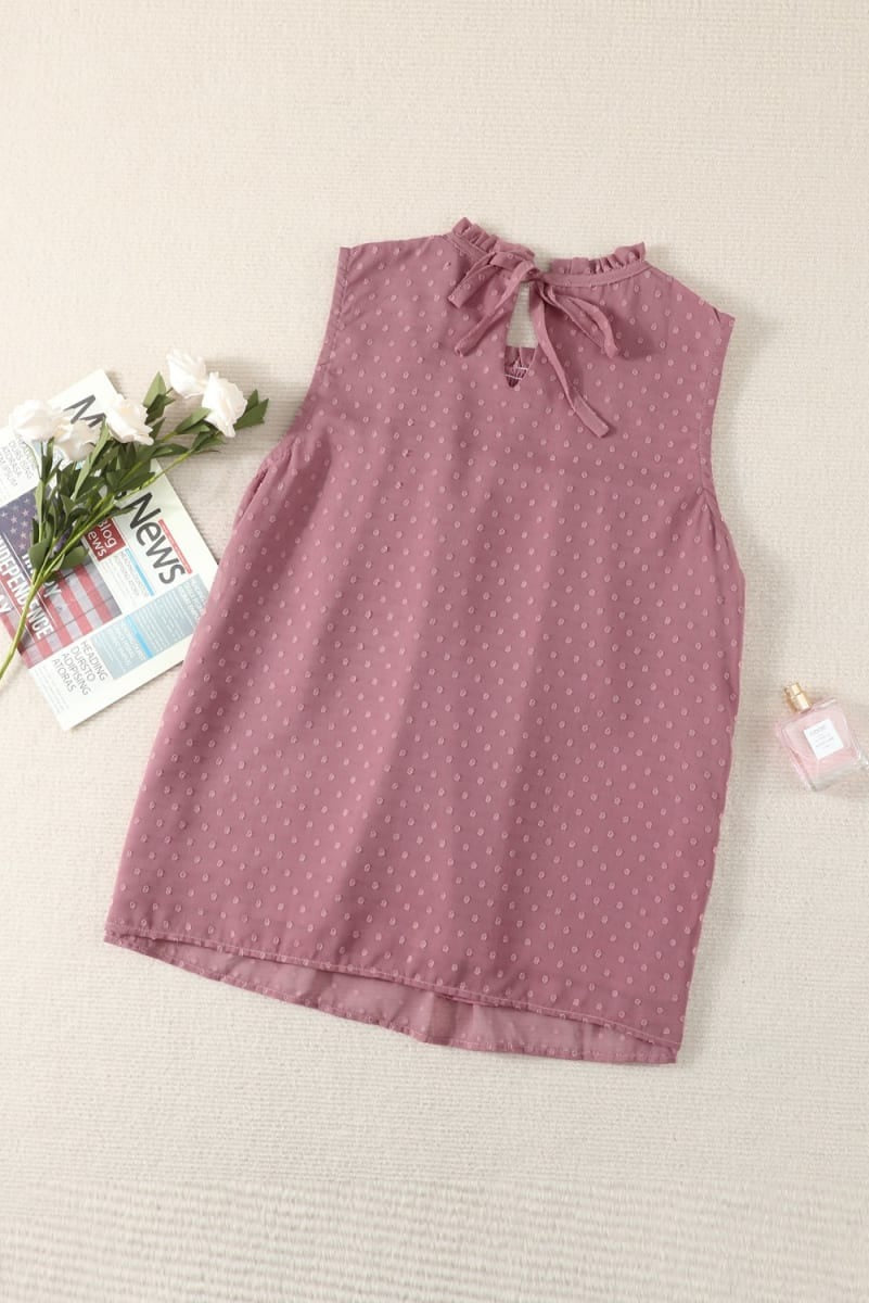 Smocked Dotted Sleeveless Top