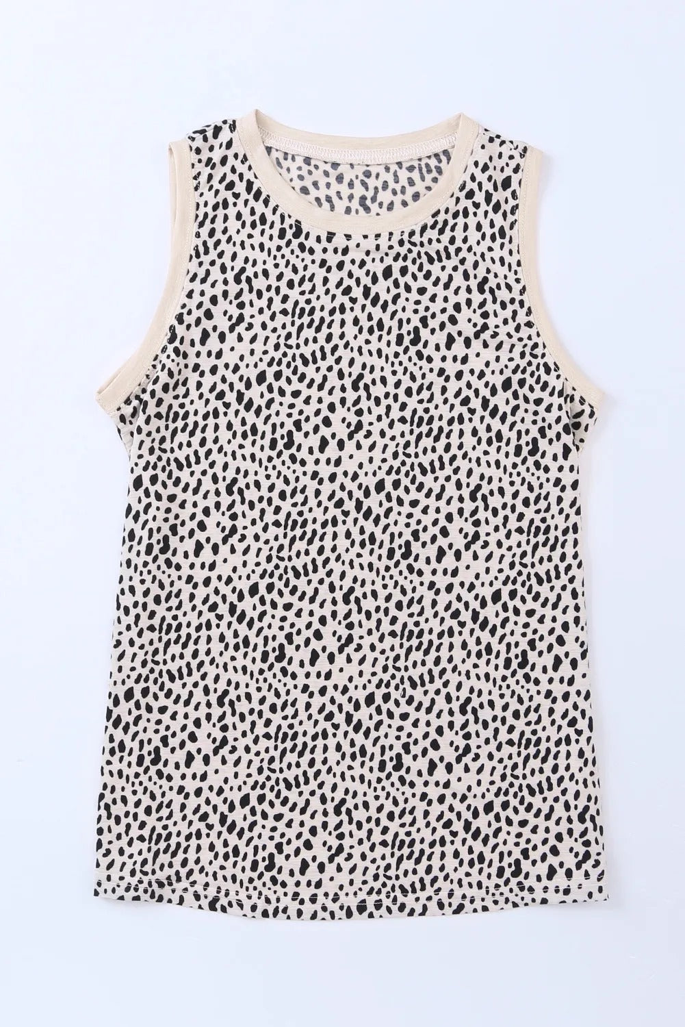 Sleeveless Crew Neck Dotted Top