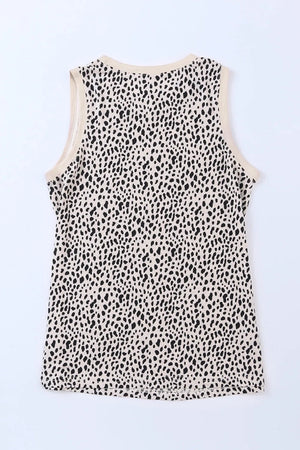 Sleeveless Crew Neck Dotted Top