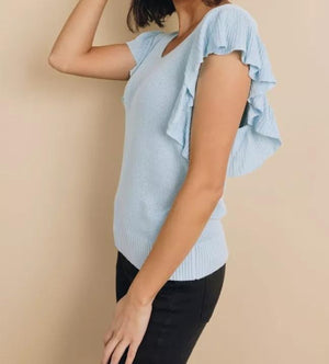 Ruffled Sleeve Knit Top