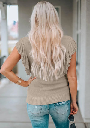 Ruffled Sleeve Knit Top