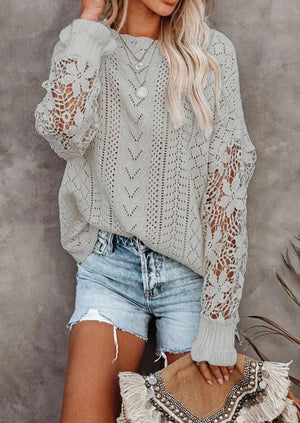 Crochet Lace Knit Sweater Top