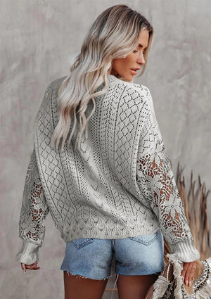 Crochet Lace Knit Sweater Top