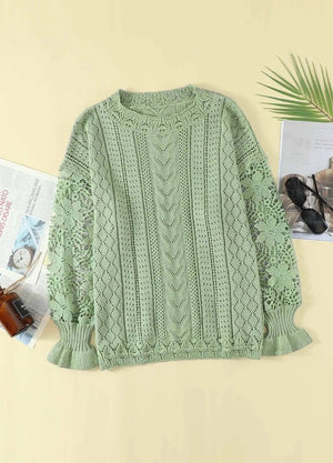 Crochet Lace Knit Sweater Top