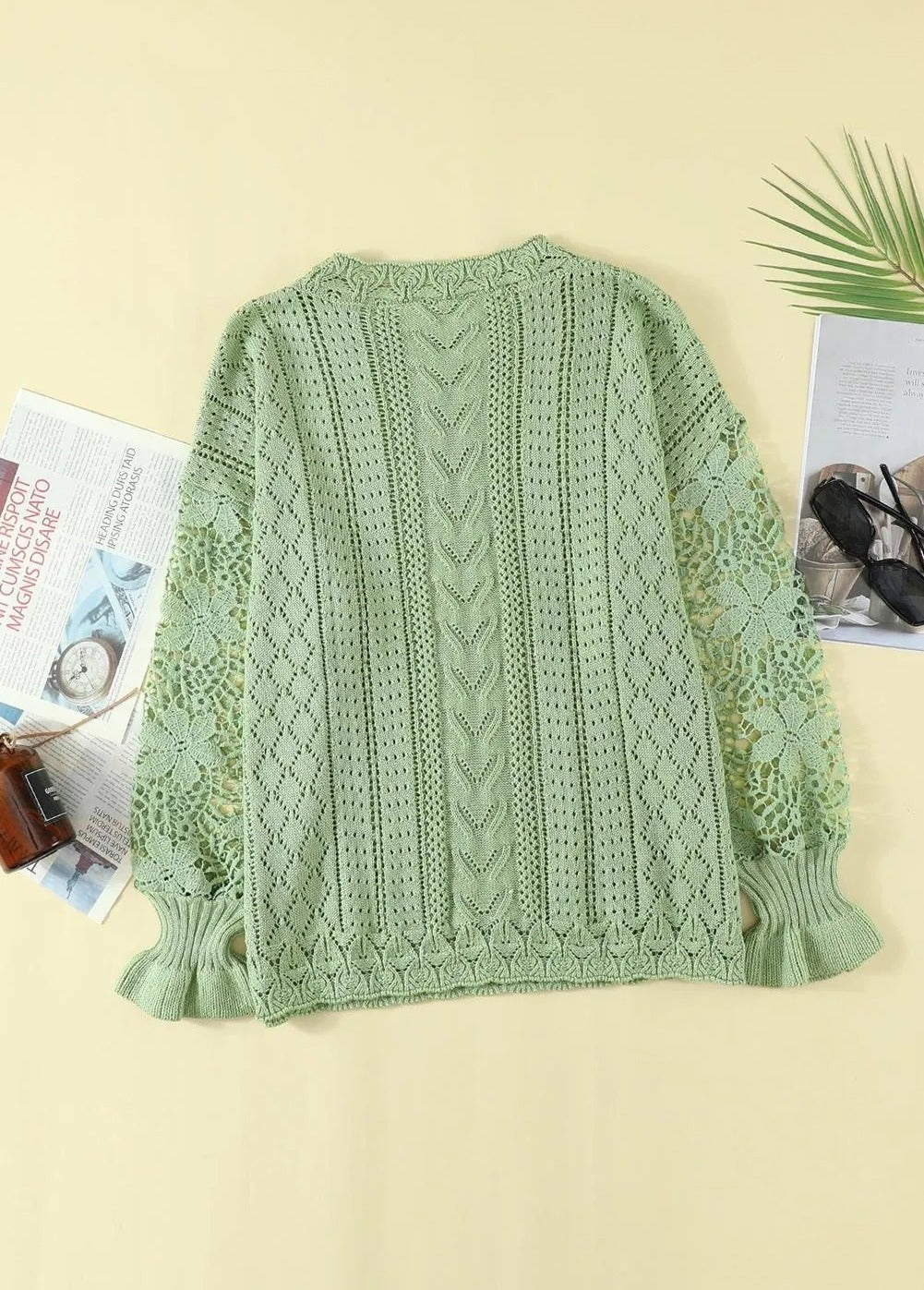 Crochet Lace Knit Sweater Top