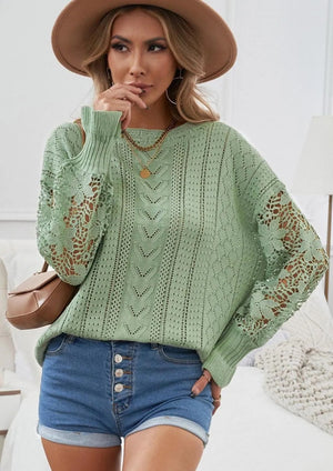 Crochet Lace Knit Sweater Top