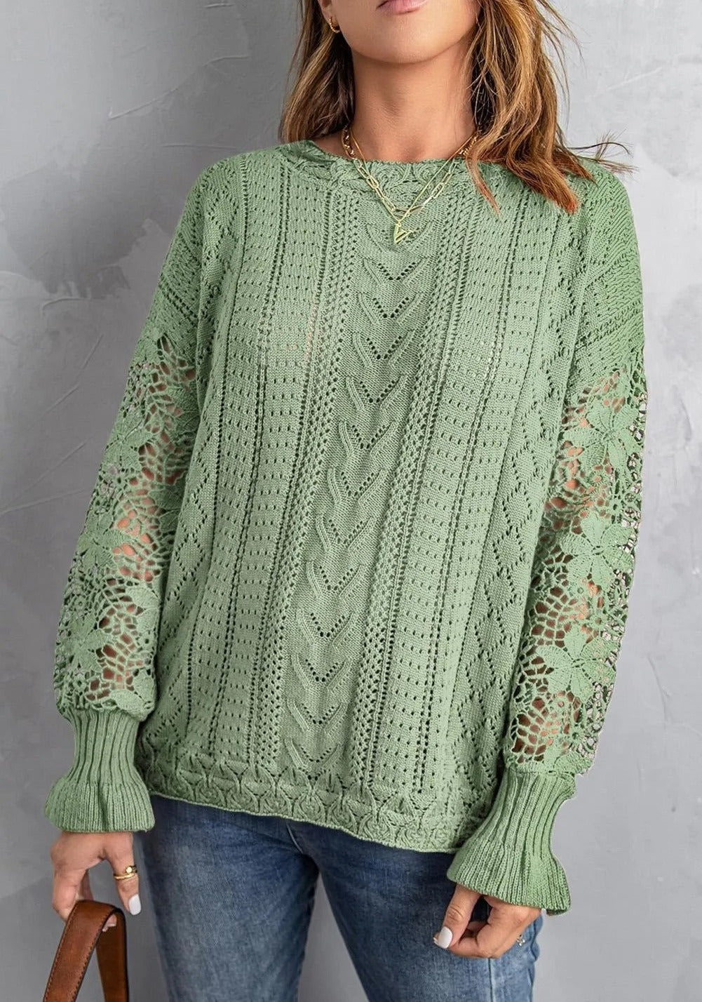 Crochet Lace Knit Sweater Top