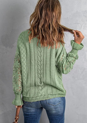 Crochet Lace Knit Sweater Top