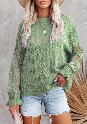 Crochet Lace Knit Sweater Top