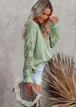 Crochet Lace Knit Sweater Top