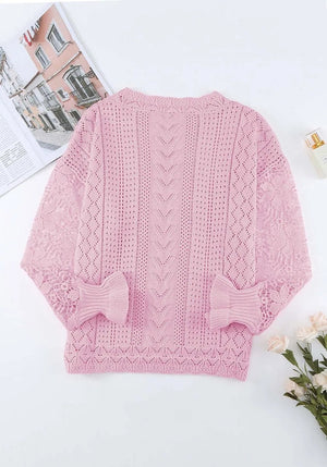 Crochet Lace Knit Sweater Top