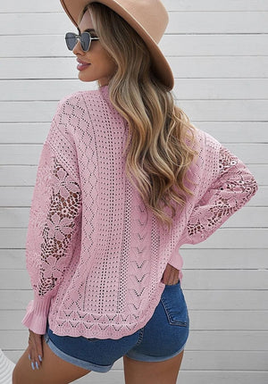 Crochet Lace Knit Sweater Top