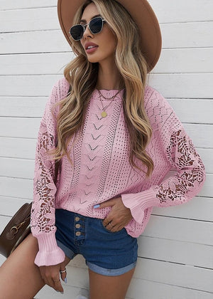 Crochet Lace Knit Sweater Top