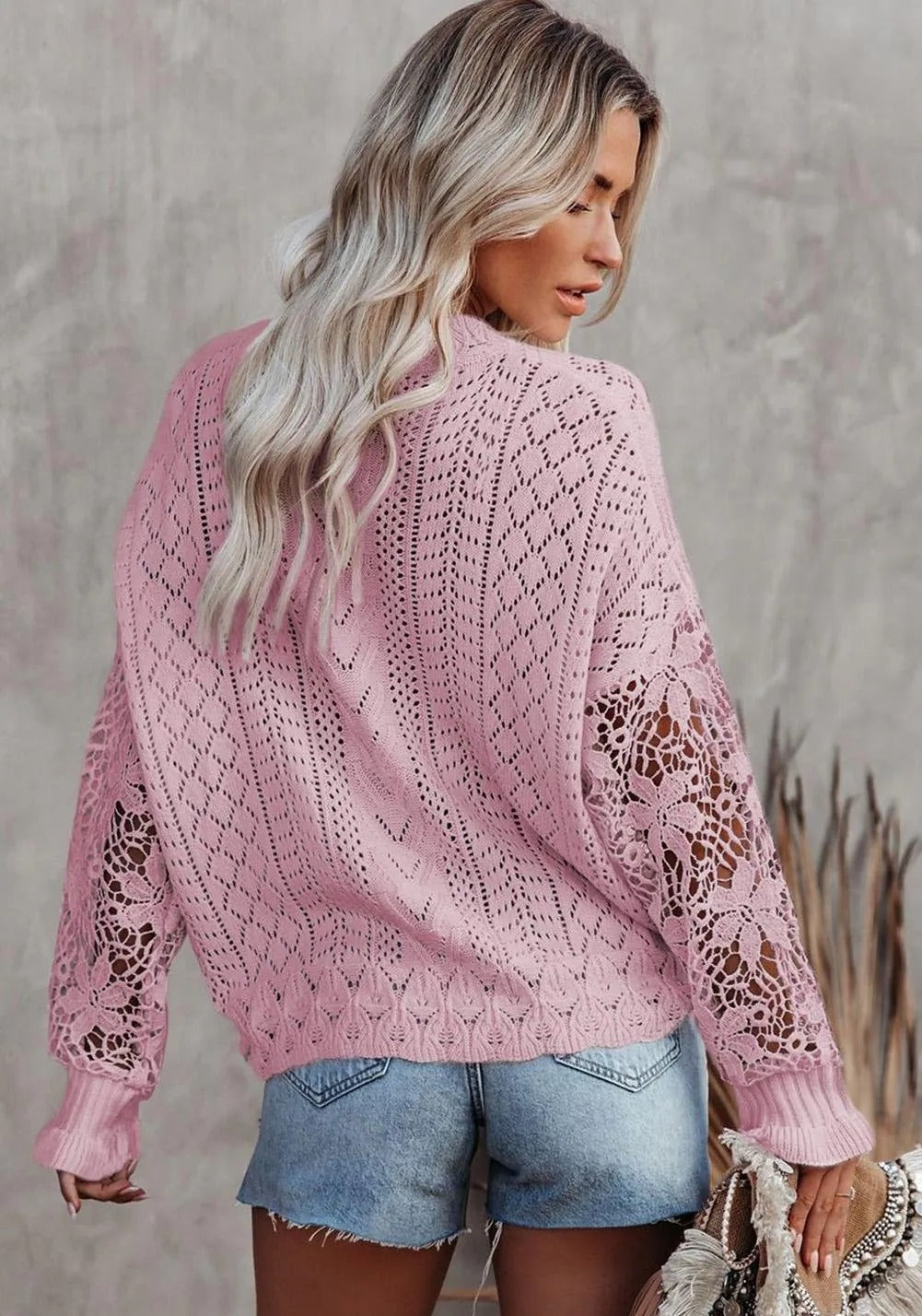 Crochet Lace Knit Sweater Top