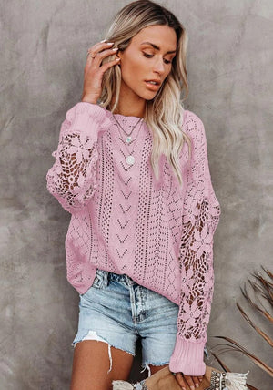 Crochet Lace Knit Sweater Top