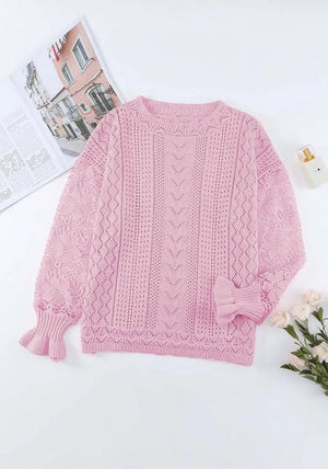 Crochet Lace Knit Sweater Top