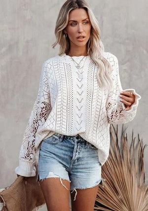 Crochet Lace Knit Sweater Top