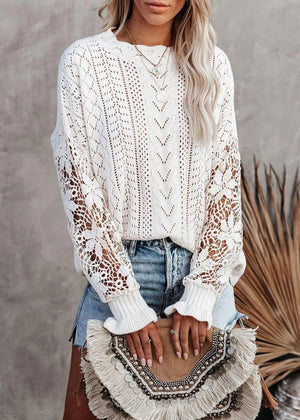 Crochet Lace Knit Sweater Top