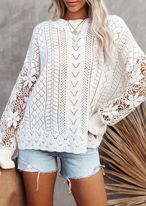 Crochet Lace Knit Sweater Top