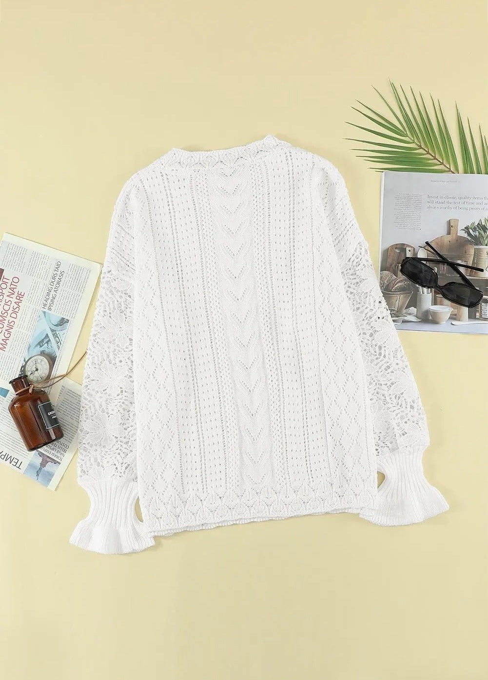 Crochet Lace Knit Sweater Top