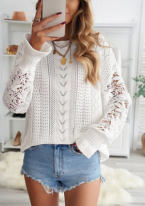 Crochet Lace Knit Sweater Top