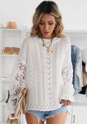 Crochet Lace Knit Sweater Top