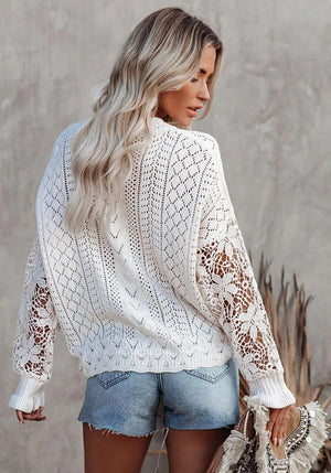 Crochet Lace Knit Sweater Top