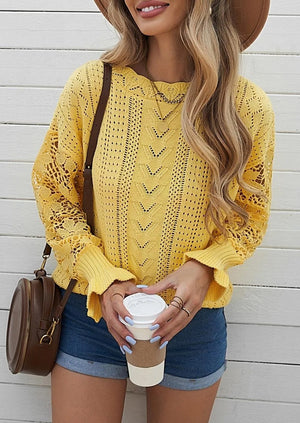 Crochet Lace Knit Sweater Top