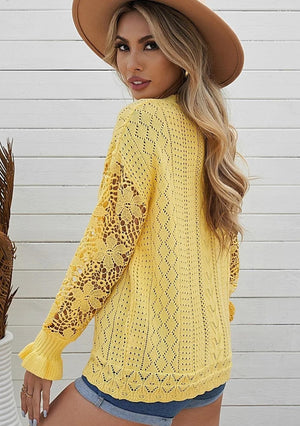 Crochet Lace Knit Sweater Top