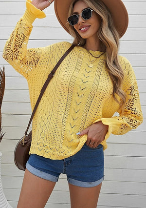 Crochet Lace Knit Sweater Top