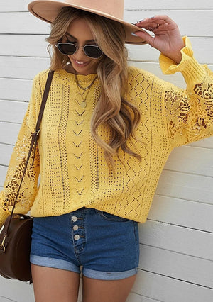 Crochet Lace Knit Sweater Top