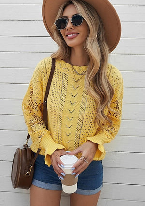 Crochet Lace Knit Sweater Top