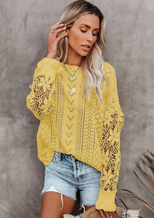 Crochet Lace Knit Sweater Top